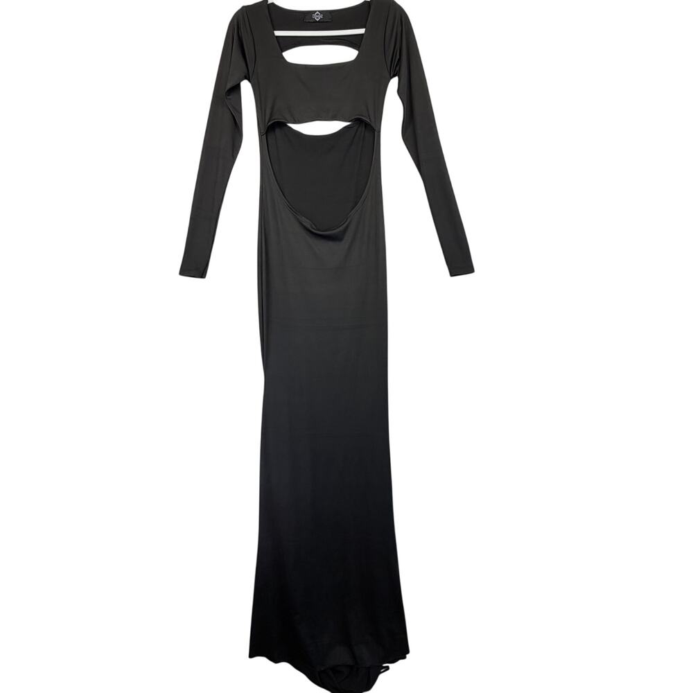 DIMAZ Cut Out Long Sleeve Bodycon Maxi Dress Women Size XS Black Boutique $295